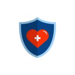 health care protection shield, modern flat style design concept